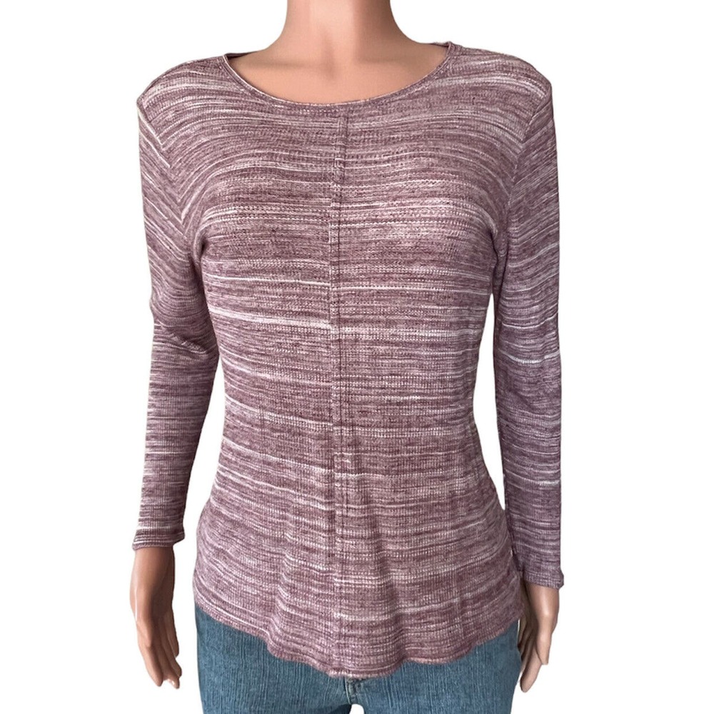 Loft Outlet Lounge Shirt Womens Large Purple Long Sleeve Round Neck Knit Rayon